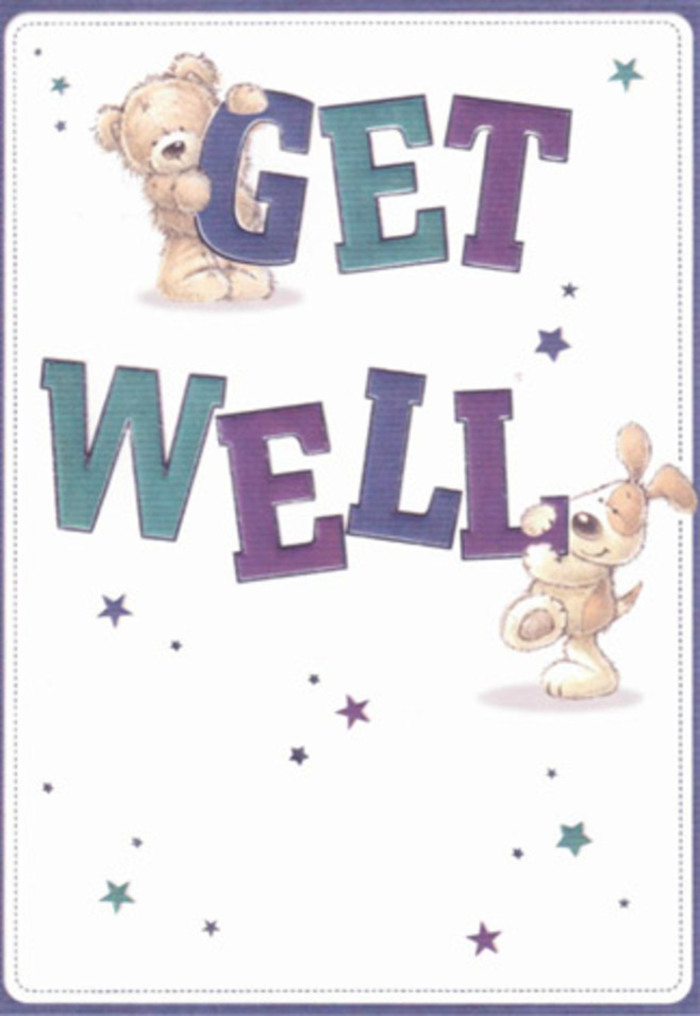 This get well card brings to mind the gentle embrace of community found here in Biggin Hill. At its centre, a teddy bear with sweet, rounded features takes up a proud post atop the swirling 'GET,' while just beneath, a soft-eared puppy leans over 'WELL,' its nose nuzzling the curve of a shimmering letter. Both are surrounded by a playful array of tiny starbursts in shades of blue and purple, echoing the open skies over Biggin Hill's parks and green spaces. The background is a canvas of creamy white, casting a clean, soothing light across the scene and encouraging a sense of tranquility. The joyful typography stands boldly in gradients of violet, turquoise, and plum, grounding the art in optimistic vibrancy. Every detail-the fluff of the bear's belly, the soft glimmer in the puppy's eyes-exudes care and comfort, as if prepared by expert hands at a local florist shop. Sending this card alongside a bouquet from your trusted Biggin Hill florist creates a powerful message: hope, healing, and heartfelt connection woven together in a thoughtful gesture.